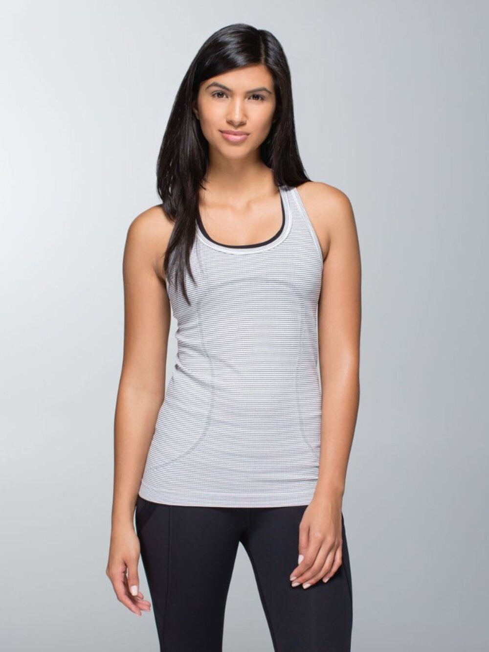 Lululemon Women's Run: Swiftly Tech Racerback Tank Top - Black/White Stripe